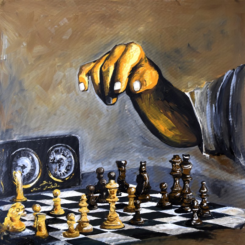 Huile sur toile Chess par Rémi Bertoche