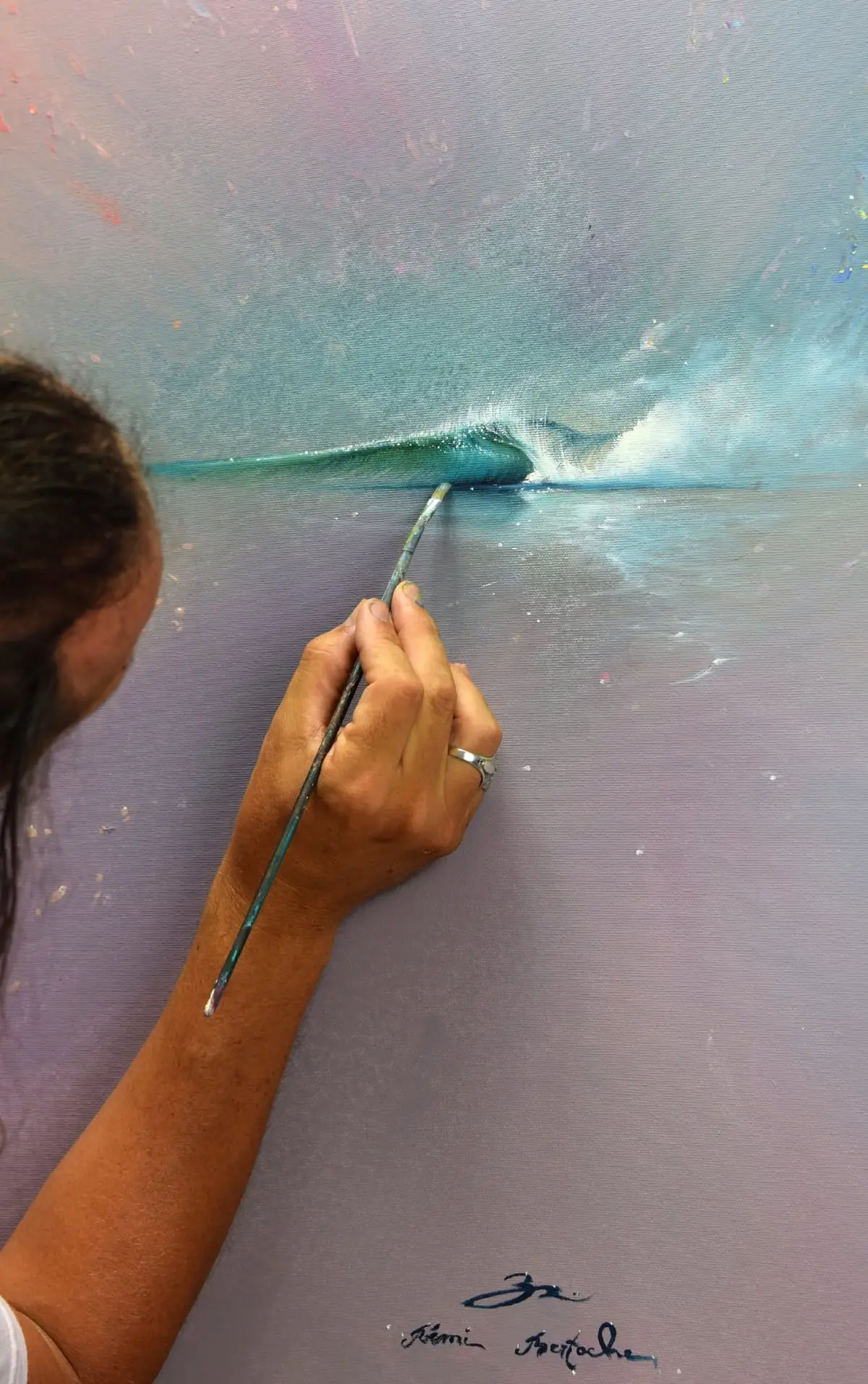 Peinture à l’huile d’une vague par Rémi Bertoche